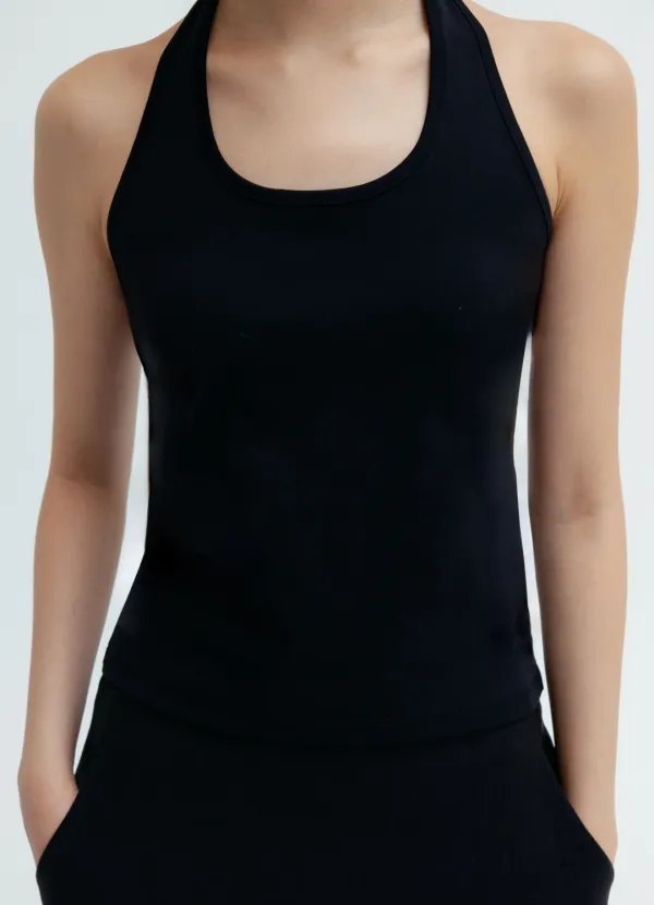 Cotton Halter Neck Top / Black