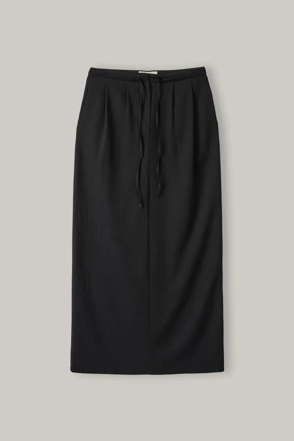Fluid Wrinkle Skirt (Black)