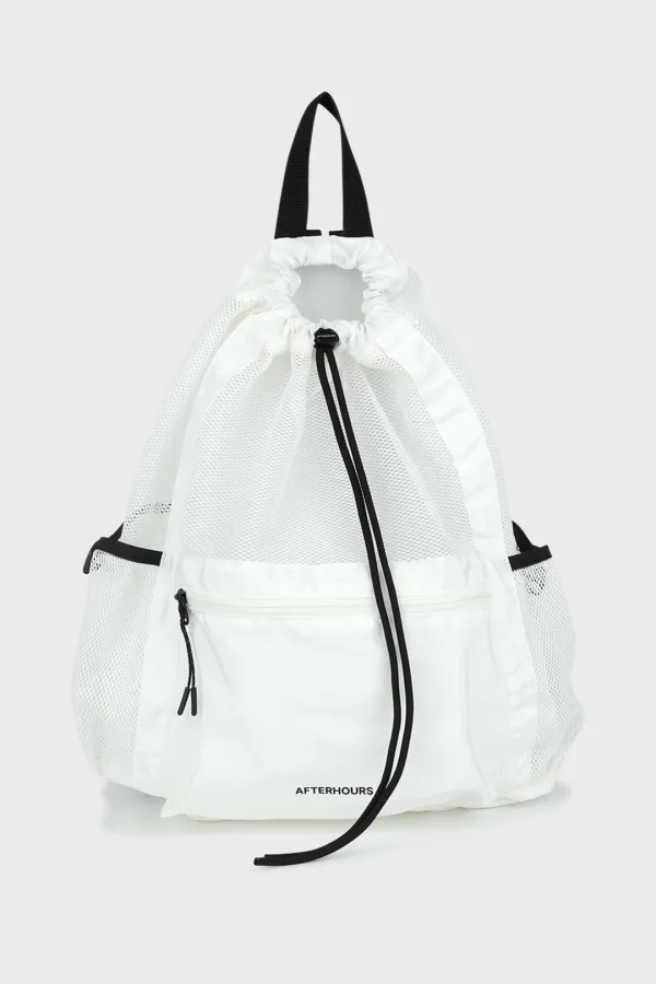 DRAWSTRING LIGHT MESH BACKPACK (WHITE)