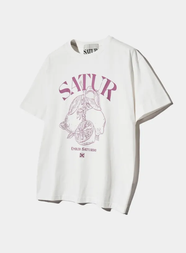 Capri Citron Drawing Summer Graphic T-Shirt - Magenta Purple