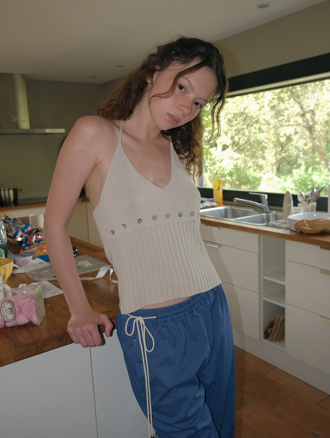 포에토 [2nd/restock] Button halter knit sleeveless - oatmeal 상품 이미지 2