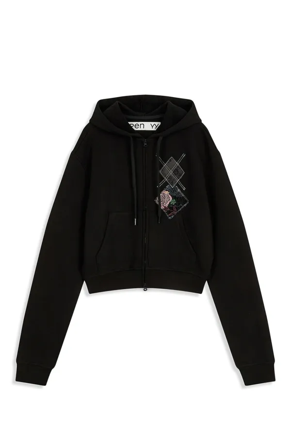 ARGYLE PATCHED HOODIE, BLACK