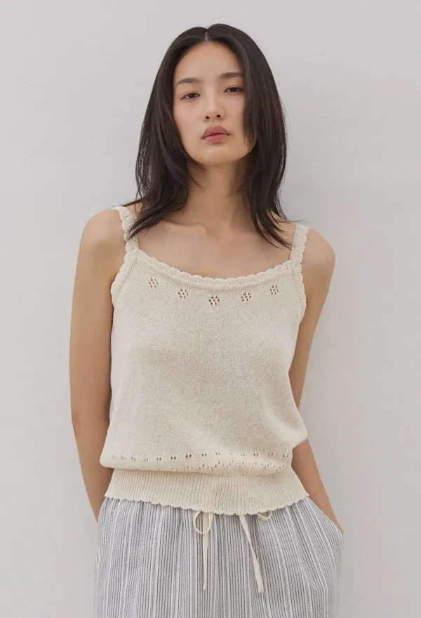 EYELET KNIT SLEEVELESS
