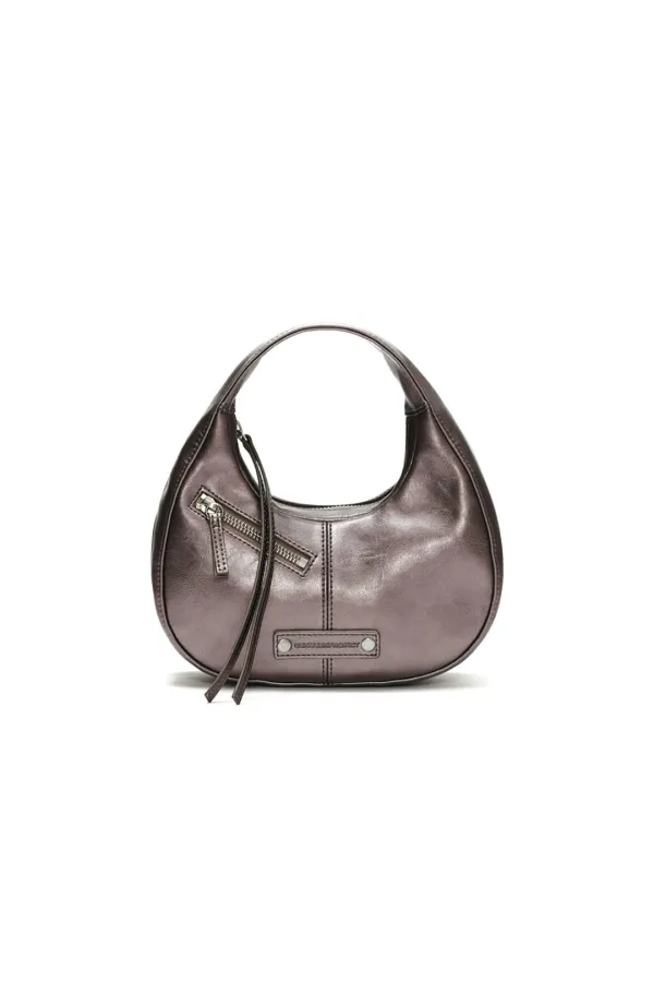 MINI PEBBLE BAG, PURPLE METAL
