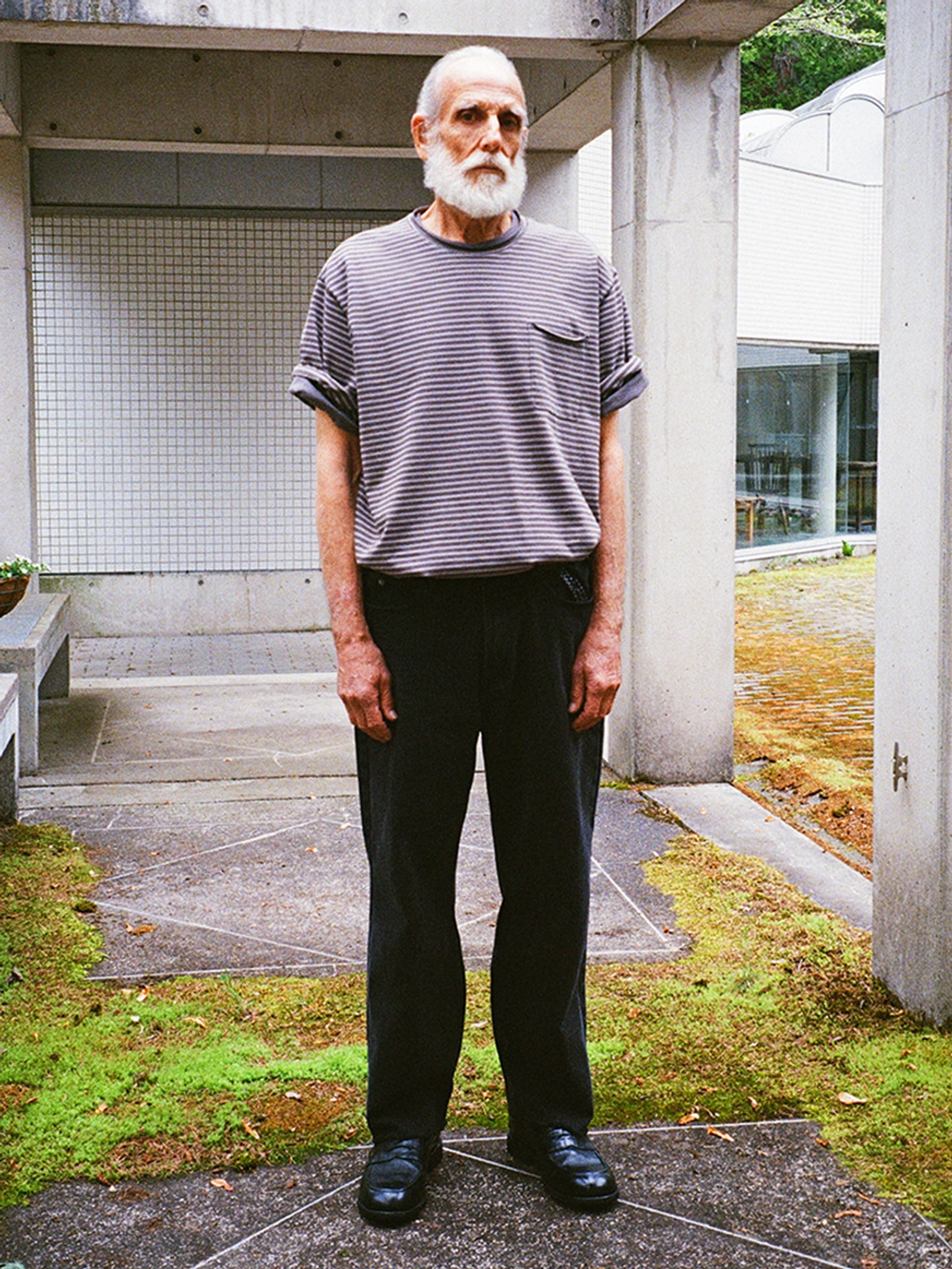 파르티멘토 Stripe Raw Edge Pocket Tee_Charcoal 상품 이미지 2