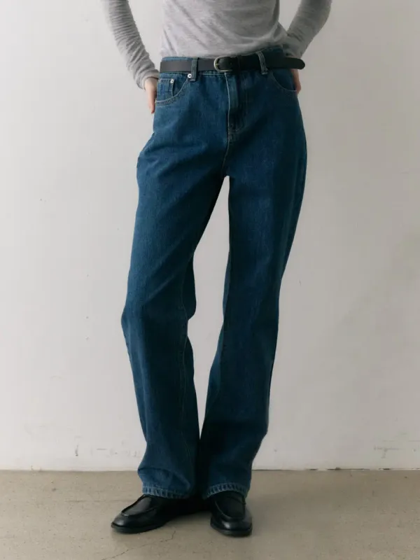Essential Straight Denim Pants Dark Blue (WINTER VER.)