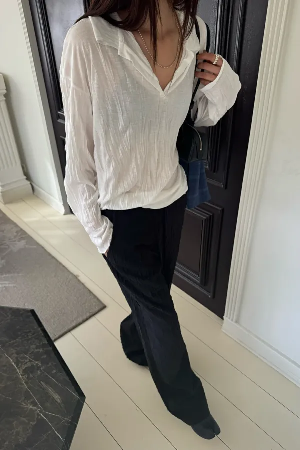 Crinkle Collar Tee (ivory)