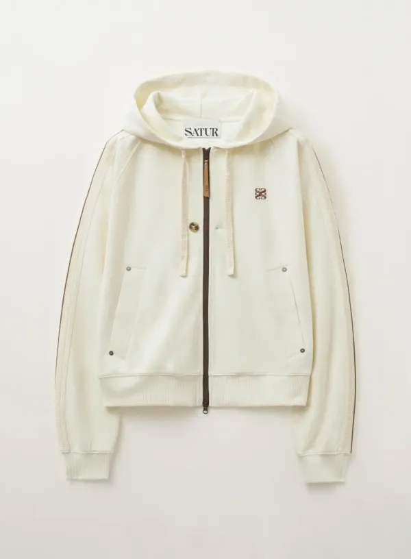 Lawton Loose Fit Hood Zip-up - Resort Cream