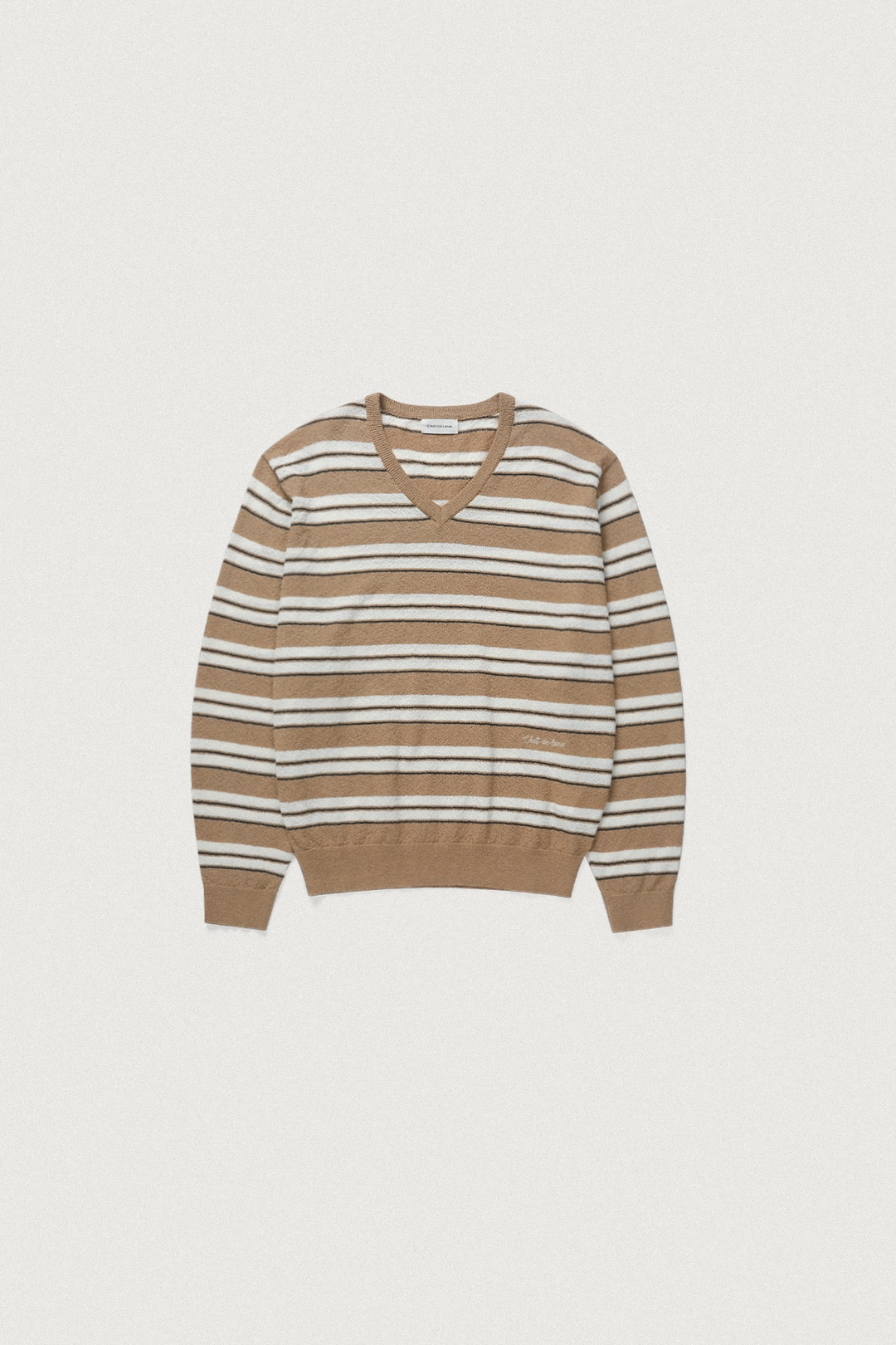 샤드라마 CREAMY STRIPE V-NECK KNIT [BEIGE] 상품 이미지 1