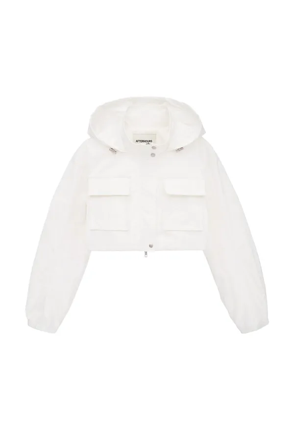 HOODED CROP JACKET (WHITE)