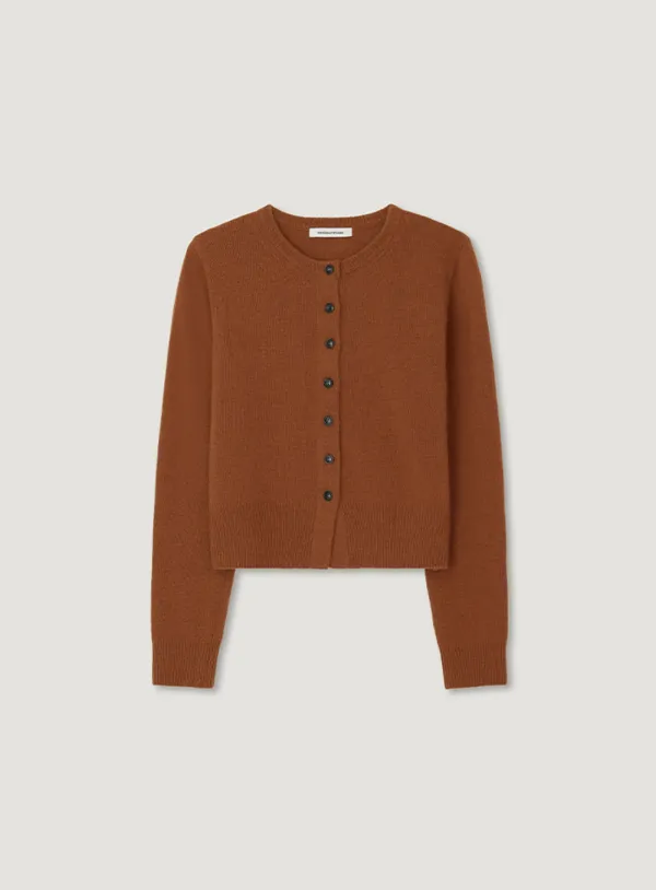 SOL BUTTON CARDIGAN_ORANGE BROWN