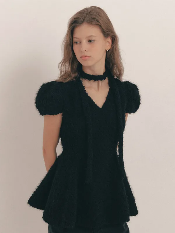 Fluffy Tie Top(2color)