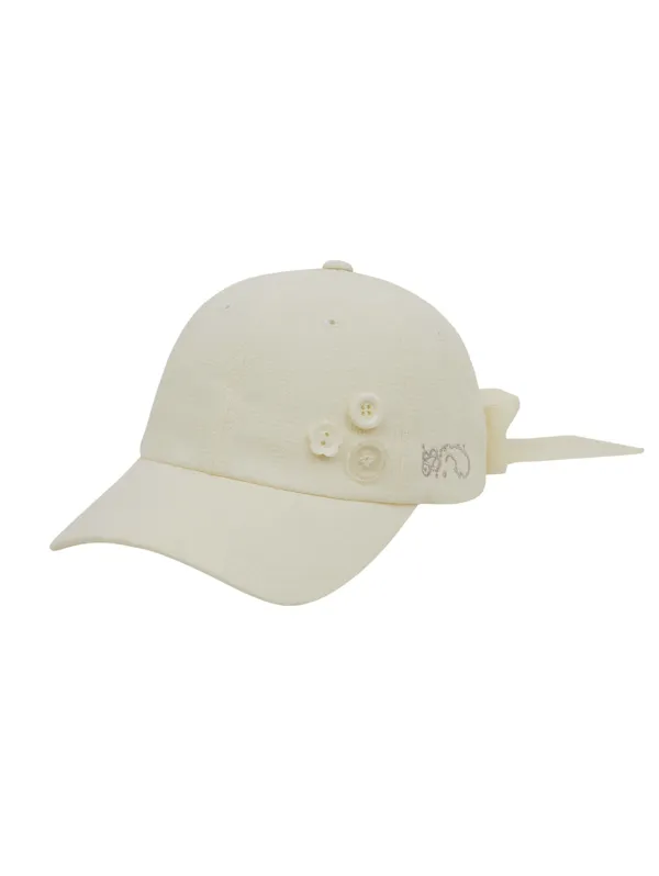 BUTTON RIBBON CAP [CREAM]