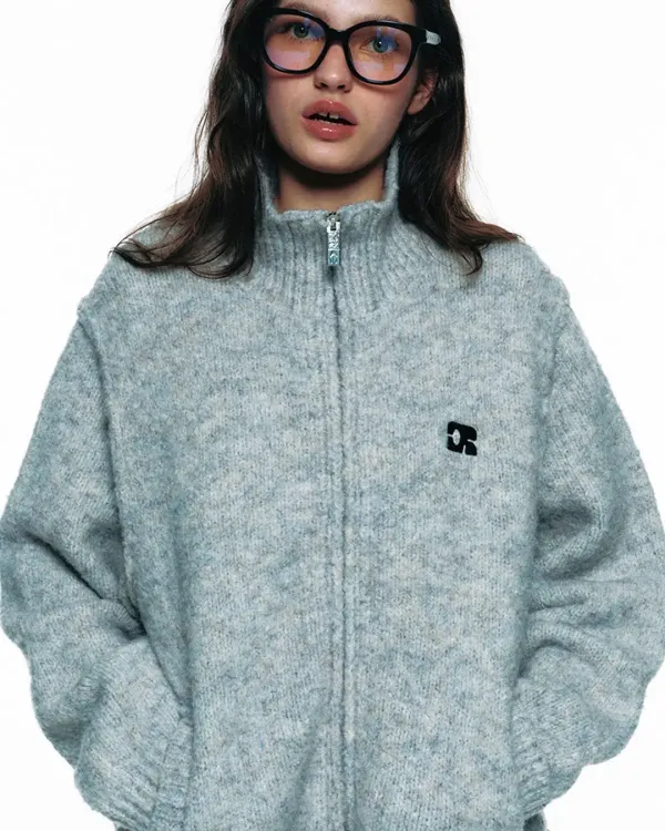 CENTAUR CALMING KNIT ZIP-UP_GREY