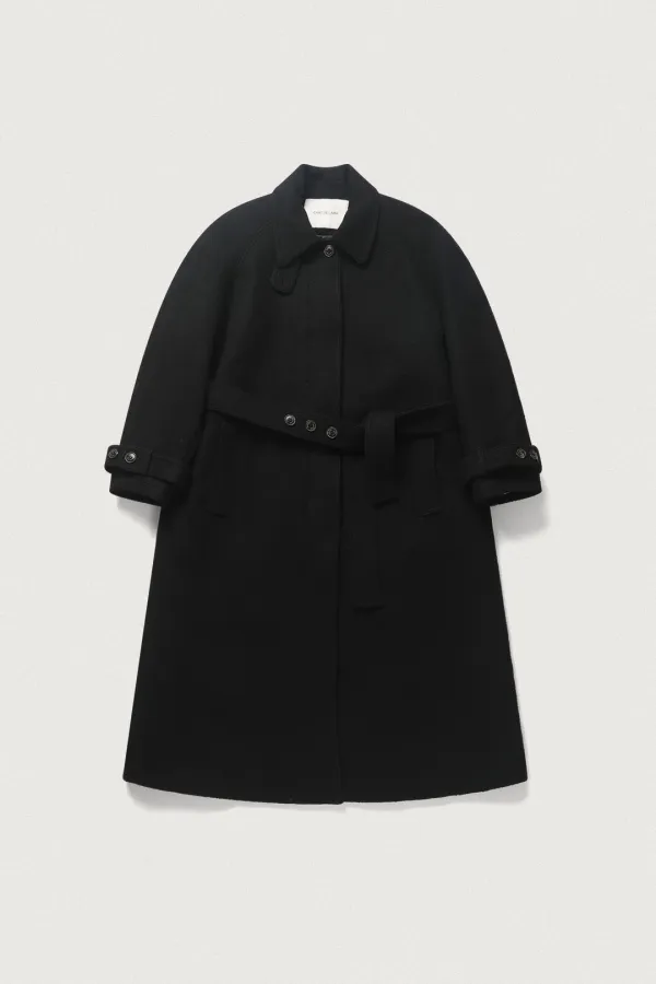MELLOW WOOL BALMACAAN COAT [BLACK]