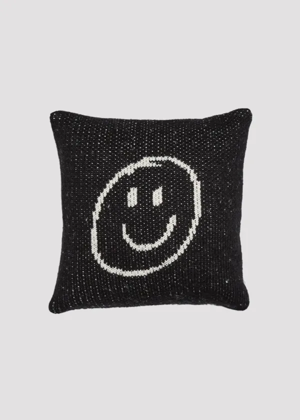 KNIT CUSHION COVER LOVE BLACK
