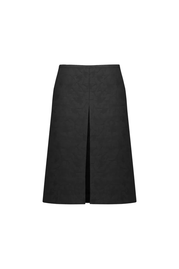 FRONT TUCK MIDI SKIRT (BLACK)