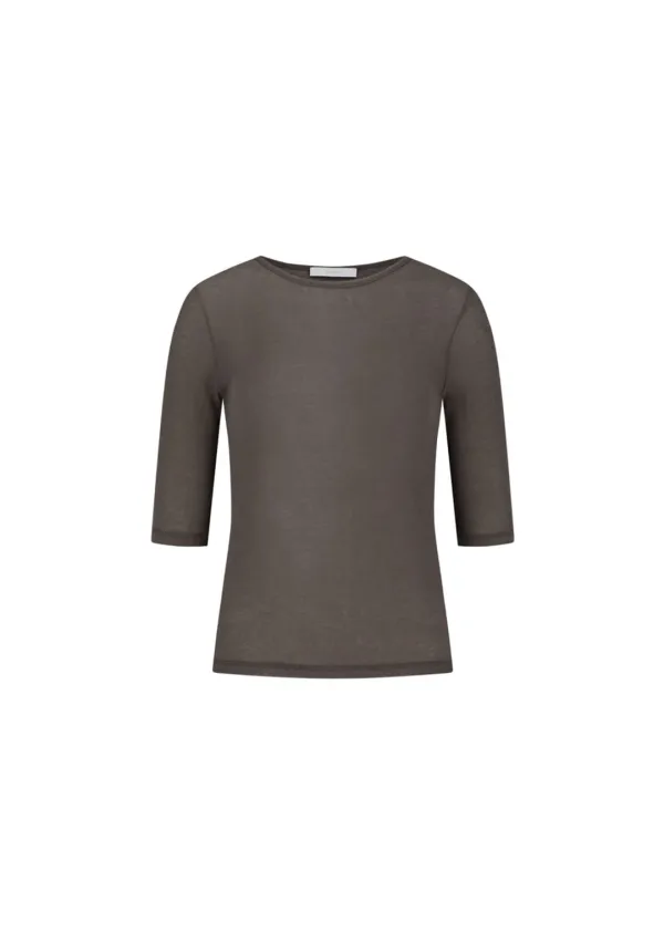 Round Short Sleeve T-shirt, Brown