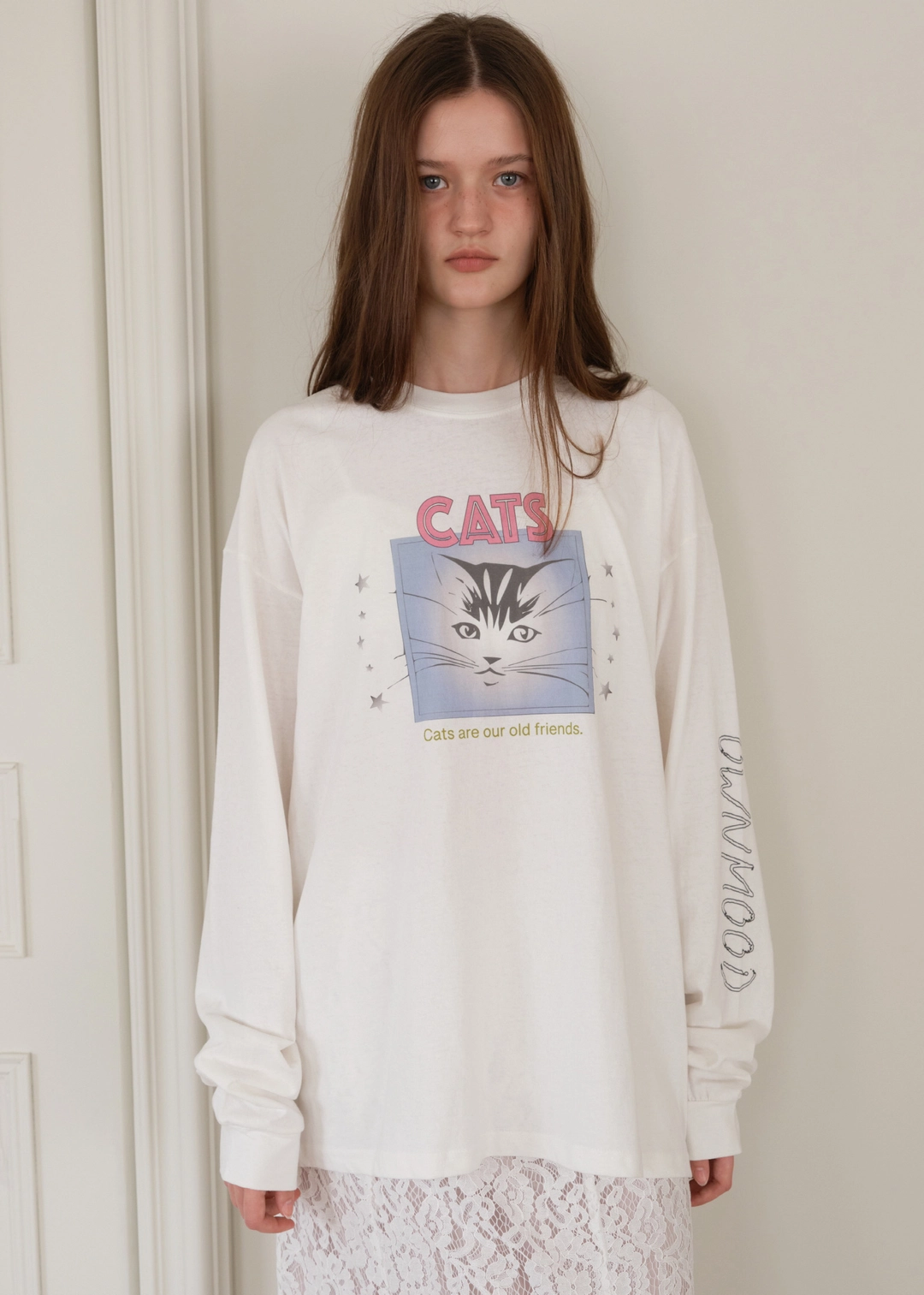 온무드 [3RD] CAT LONG SLEEVE T-SHIRT - WHITE 상품 이미지 2
