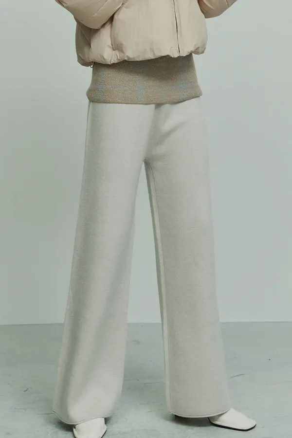 2COLORS WIDE LEG KNIT TROUSERS