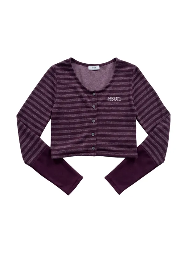 BEN STRIPE CARDIGAN / PURPLE