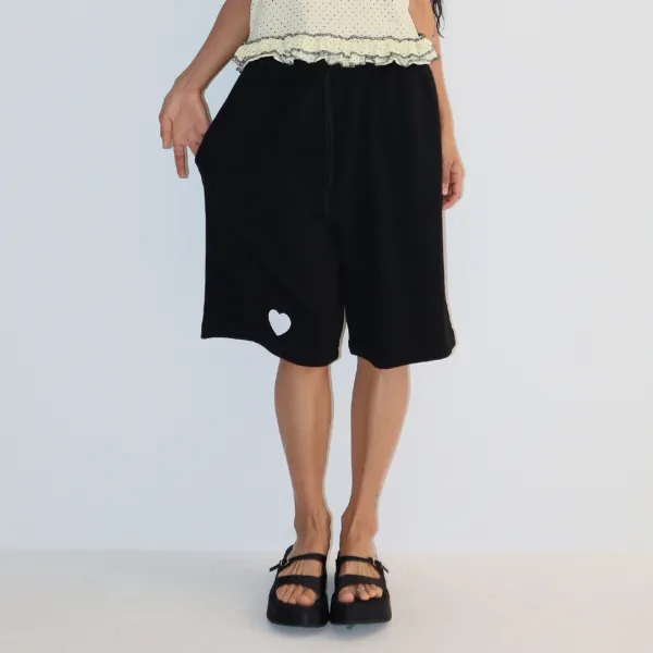 HEART POINT BERMUDA TRAINING HALF PANTS BLACK