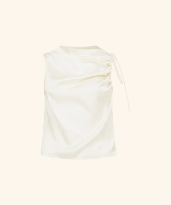 Glow Tie Sleeveless Blouse ( Cream )