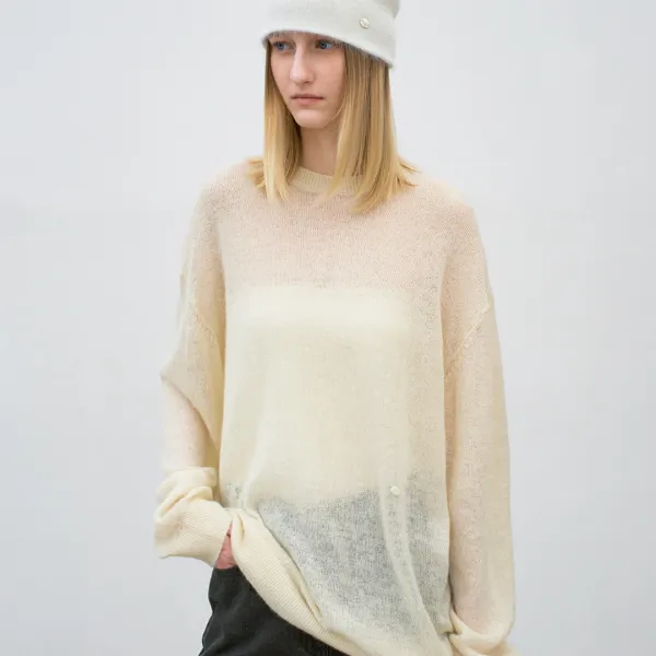 (T-7137)HAIRY LOOSE FIT SHEER KNIT
