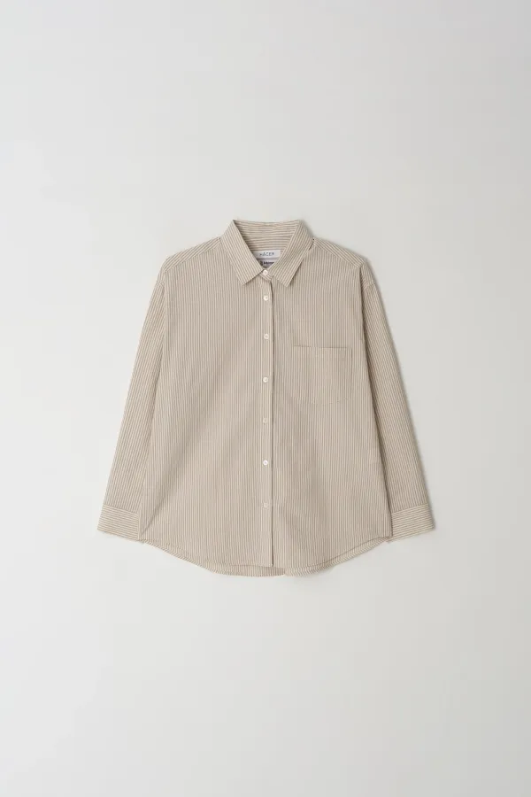 [Exclusive] Beige Stripe Shirt (Fabric By ICHIMEN)