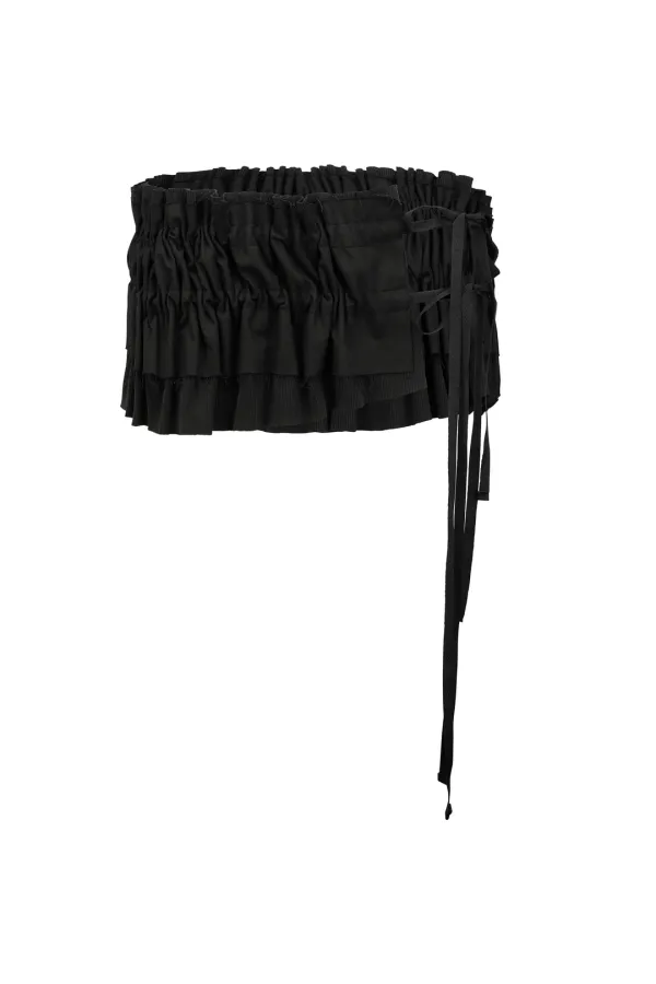SHIRRING LAYERED BELT BLACK