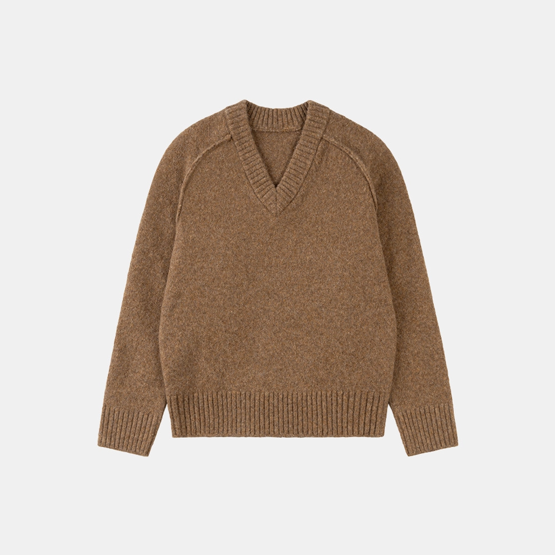 시야쥬 SIKN2170 루즈 핏 브이넥 헤비 니트_Camel brown 상품 이미지 1