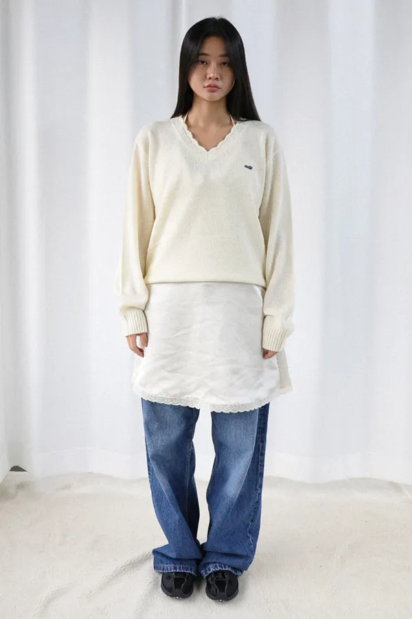 Wave V-neck Alpaca Knit_Ivory