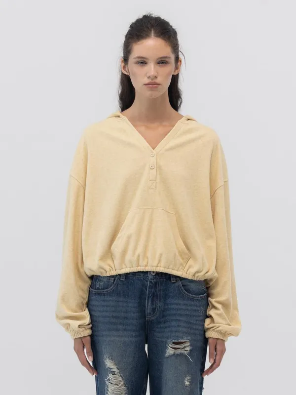 SNUG TERRY V-CUT HOODIE (YELLOW)