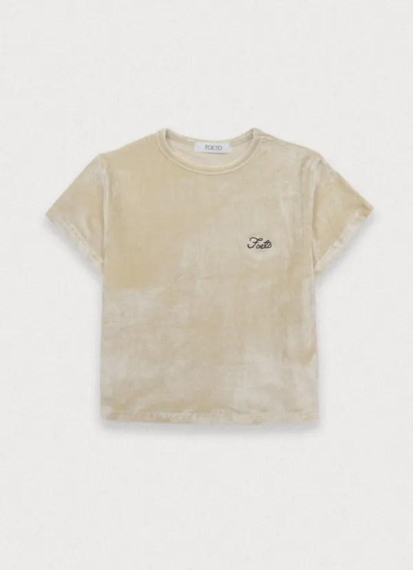 VELVET CROPPED TEE - YELLOW