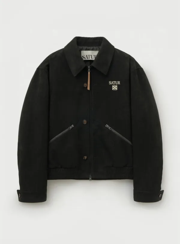 Teo Faux Suede Short Jacket - Pirate Black