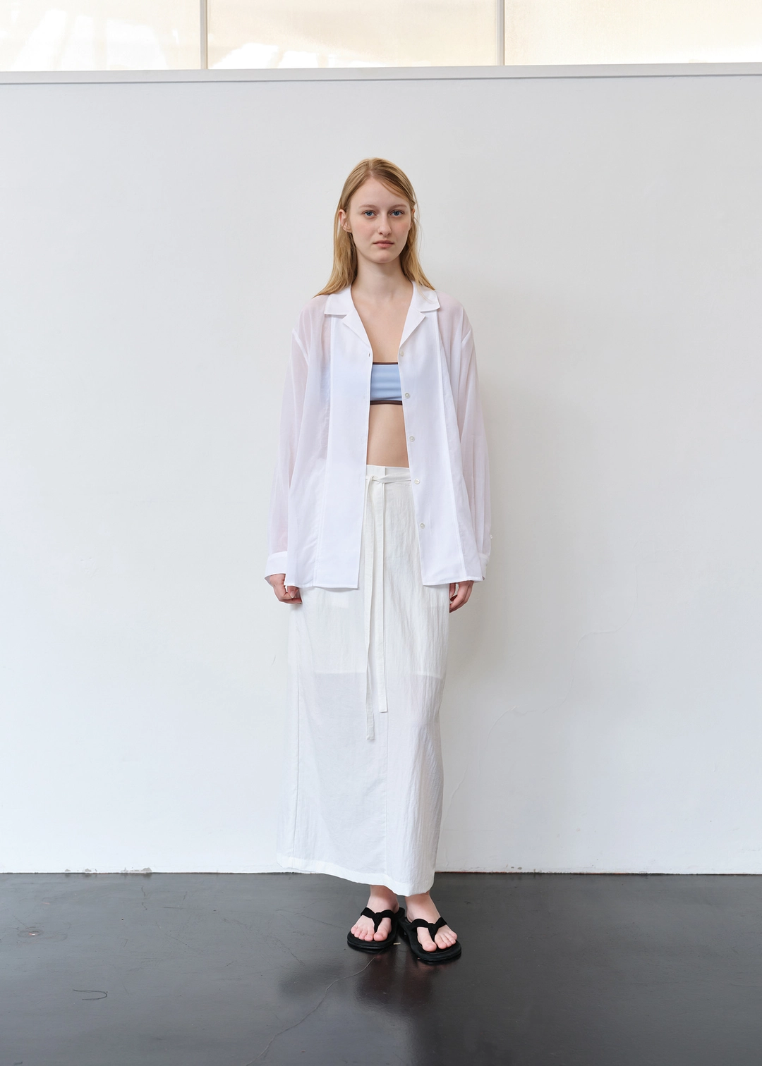 더라이 Sheer Textured Shirt(White) 상품 이미지 1
