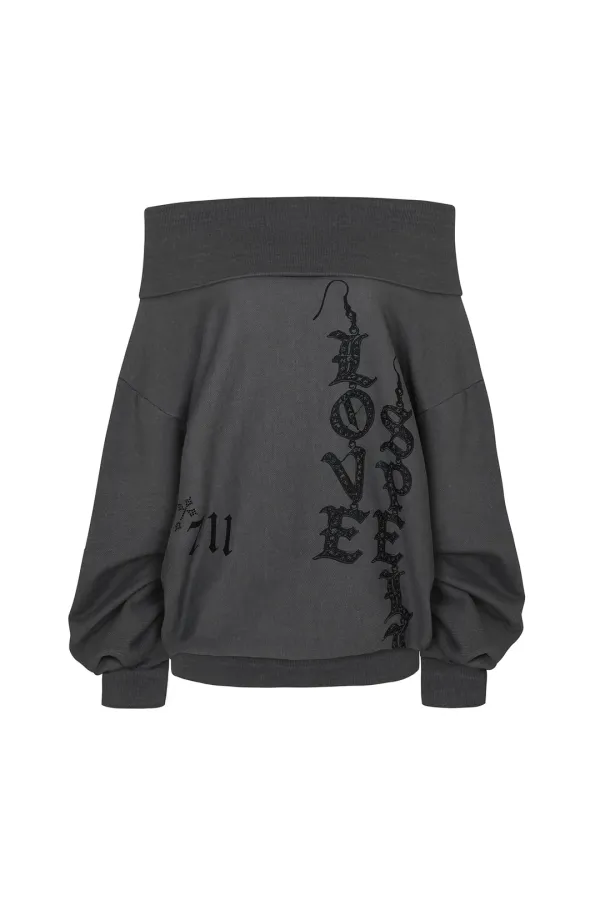 SPELL OFF-SHOULDER SWEATSHIRT charcoal