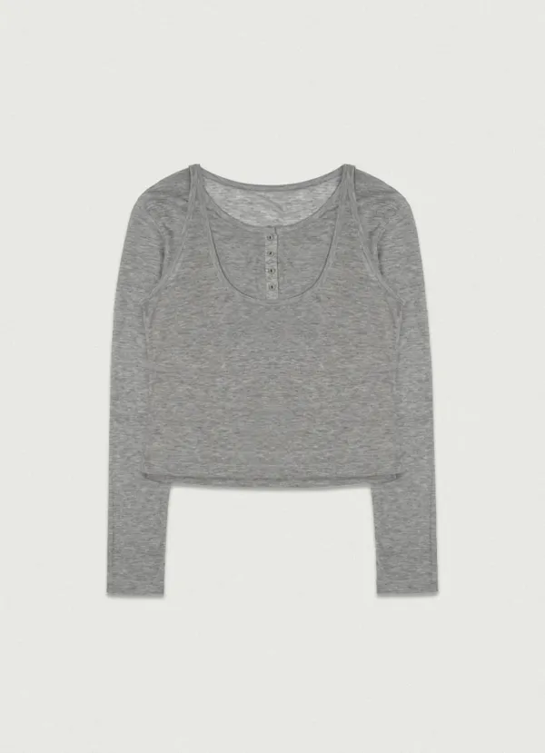 Henley Layered Top [gray]