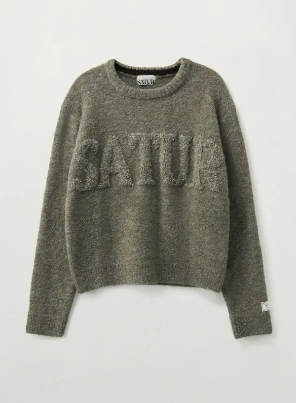 (W) Fleece Crew Neck Knit - Khaki