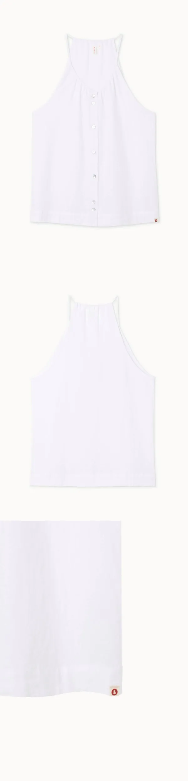 Linen shirring sleeveless_White
