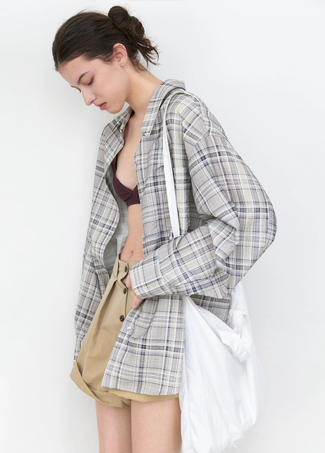 아뜰리에 나인 (BL-4414)FOG CHECK OVERSIZED SHIRT 상품 이미지 3