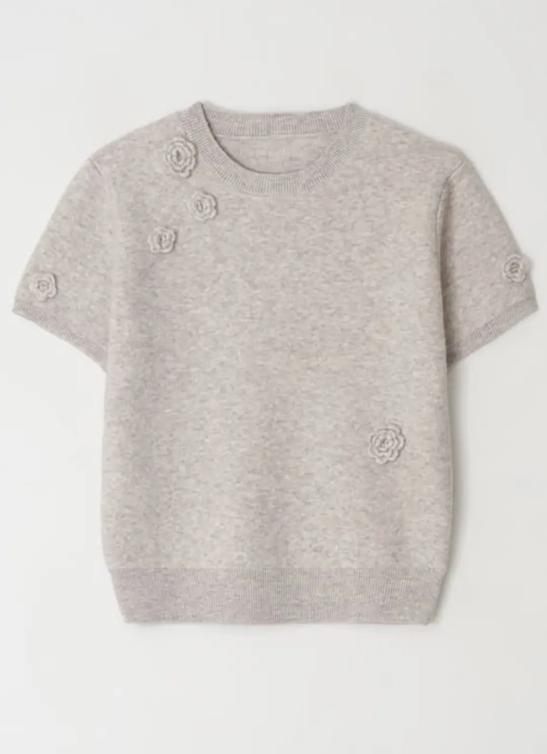 론론 HANDMADE FLOWER SHORT SLEEVE KNIT OATMEAL 상품 이미지 3
