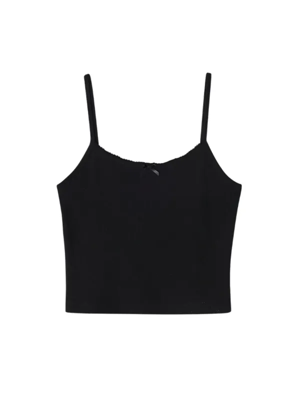 LACE EYELET SLEEVELESS_BLACK