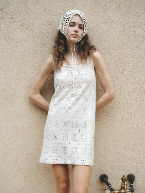 [조이현 착용] ALLEN crochet mini dress_beige