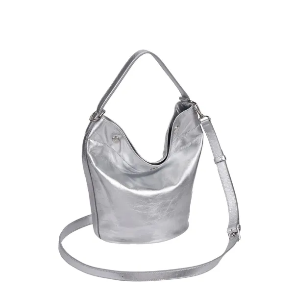 Perfec Button Up Flow Hobo M (퍼펙 버튼 업 플로우 호보 미듐) Silver