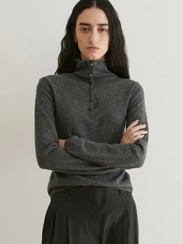 button collar wool knit (charcoal) orc 6159