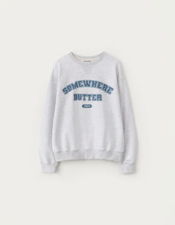 Vintage Square Logo Sweatshirt - White Melange