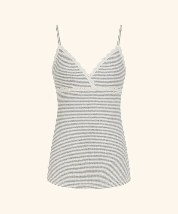 Stripe Wrap Lace Top (Gray)
