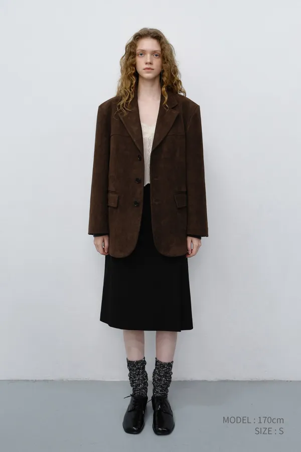 [LIMITED OFFER] UNISEX RELAXED SUEDE HALF JACKET BROWN_UDJA6C113W2