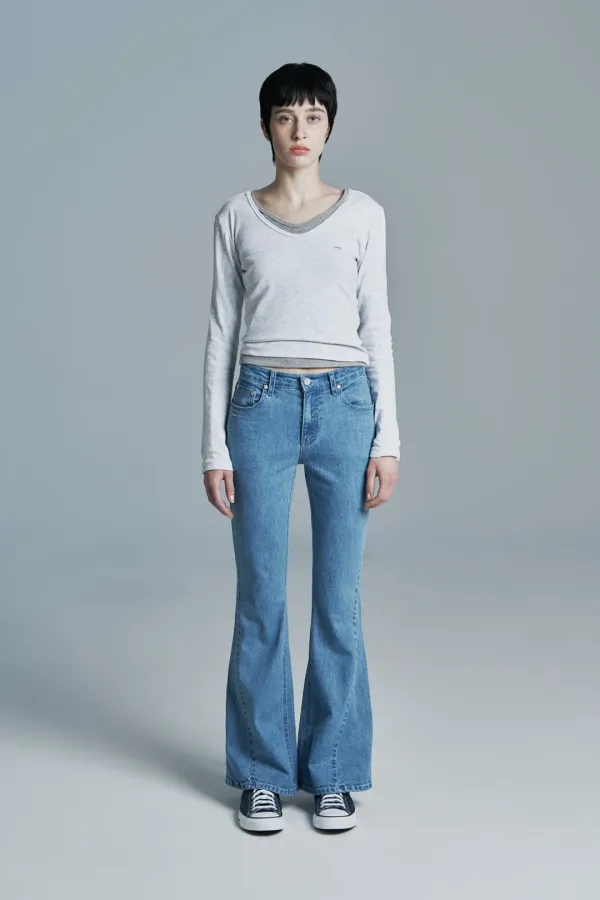 DAY V-NECK LONG SLEEVE WHITE MELANGE